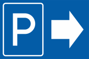 Знак «Парковка» со стрелкой