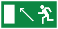 Указатель «Направление к эвакуационному выходу налево вверх»