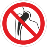 Знак «Запрещается работа людей, имеющих имплантанты»